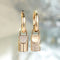 Champagne Gold Round White Diamond Lock Eardrops